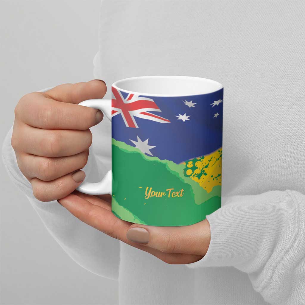 Koala Australia Personalised Ceramic Mug Aussie Map National Color Grunge Pattern