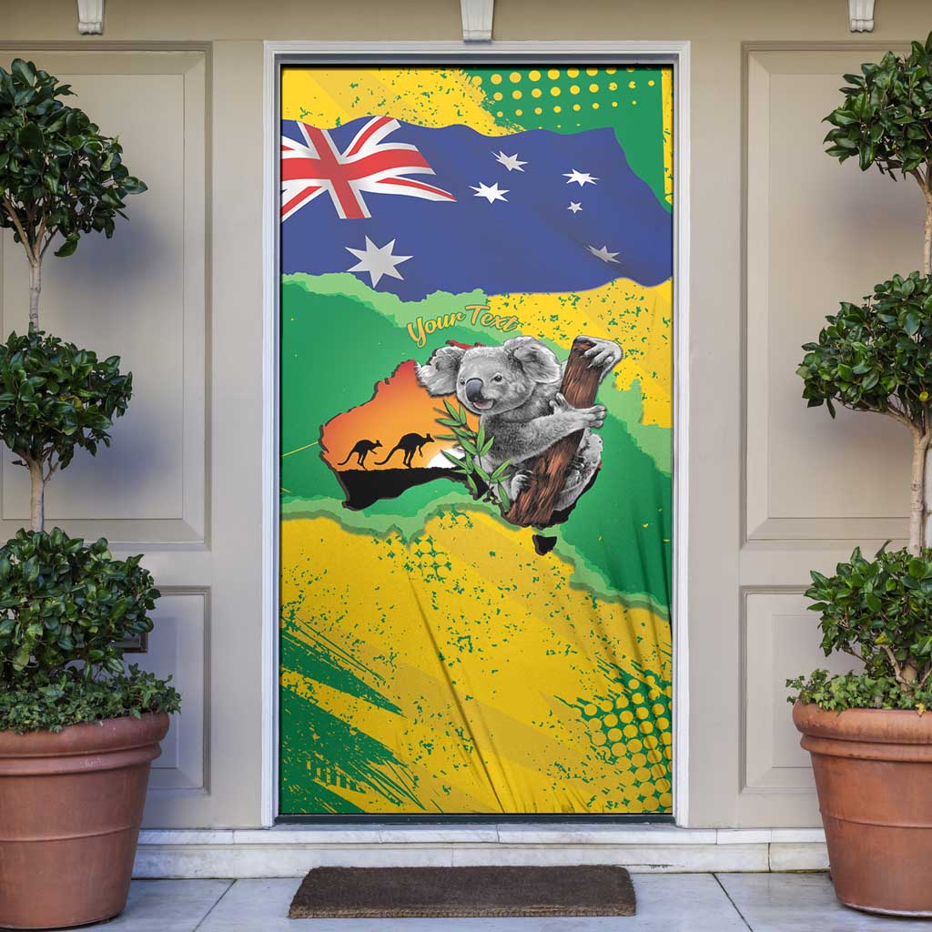 Koala Australia Personalised Door Cover Aussie Map National Color Grunge Pattern
