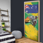 Koala Australia Personalised Door Cover Aussie Map National Color Grunge Pattern
