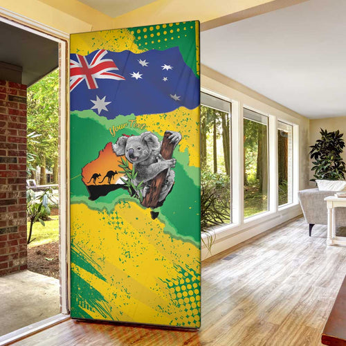 Koala Australia Personalised Door Cover Aussie Map National Color Grunge Pattern