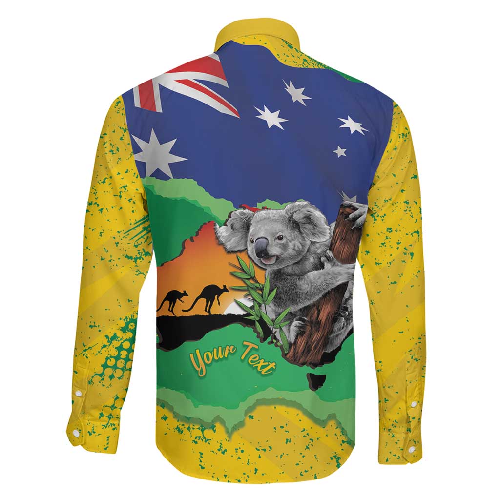 Koala Australia Personalised Family Matching Summer Maxi Dress and Hawaiian Shirt Aussie Map National Color Grunge Pattern