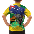 Koala Australia Personalised Family Matching Tank Maxi Dress and Hawaiian Shirt Aussie Map National Color Grunge Pattern