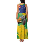 Koala Australia Personalised Family Matching Tank Maxi Dress and Hawaiian Shirt Aussie Map National Color Grunge Pattern