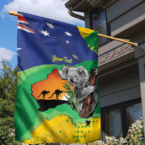 Koala Australia Personalised Garden Flag Aussie Map National Color Grunge Pattern