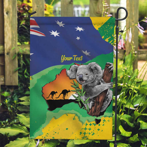 Koala Australia Personalised Garden Flag Aussie Map National Color Grunge Pattern