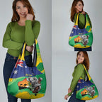 Koala Australia Personalised Grocery Bag Aussie Map National Color Grunge Pattern