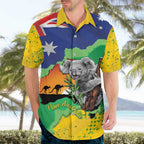 Koala Australia Personalised Hawaiian Shirt Aussie Map National Color Grunge Pattern