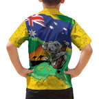Koala Australia Personalised Hawaiian Shirt Aussie Map National Color Grunge Pattern