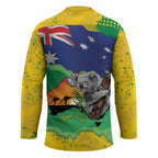 Koala Australia Personalised Hockey Jersey Aussie Map National Color Grunge Pattern