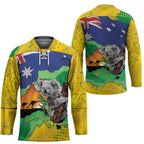 Koala Australia Personalised Hockey Jersey Aussie Map National Color Grunge Pattern