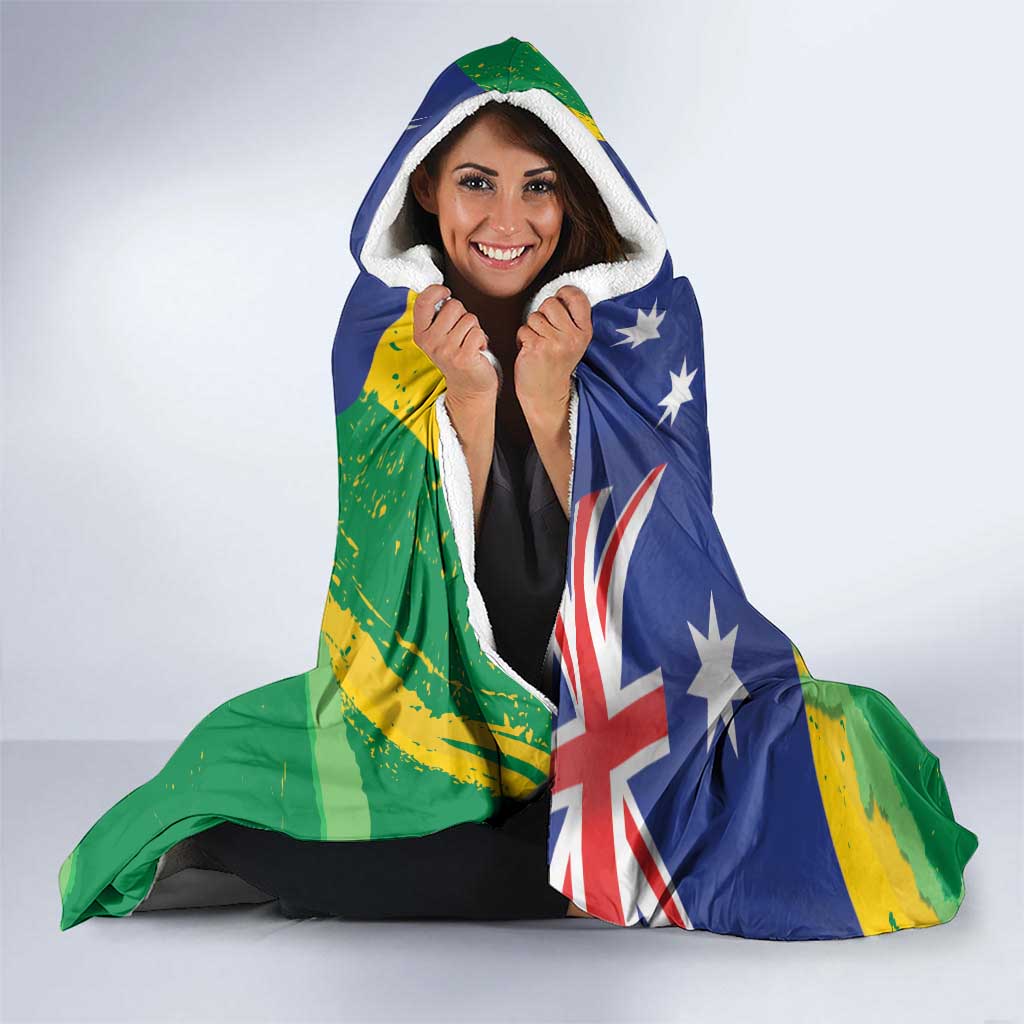 Koala Australia Personalised Hooded Blanket Aussie Map National Color Grunge Pattern