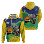 Koala Australia Personalised Hoodie Aussie Map National Color Grunge Pattern