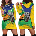 Koala Australia Personalised Hoodie Dress Aussie Map National Color Grunge Pattern