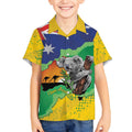 Koala Australia Personalised Kid Hawaiian Shirt Aussie Map National Color Grunge Pattern