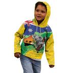 Koala Australia Personalised Kid Hoodie Aussie Map National Color Grunge Pattern
