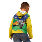 Koala Australia Personalised Kid Hoodie Aussie Map National Color Grunge Pattern