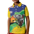 Koala Australia Personalised Kid Polo Shirt Aussie Map National Color Grunge Pattern