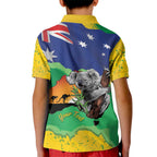 Koala Australia Personalised Kid Polo Shirt Aussie Map National Color Grunge Pattern