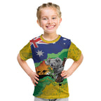 Koala Australia Personalised Kid T Shirt Aussie Map National Color Grunge Pattern