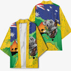 Koala Australia Personalised Kimono Aussie Map National Color Grunge Pattern