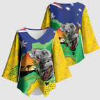 Koala Australia Personalised Kimono Sleeve Blouse Aussie Map National Color Grunge Pattern