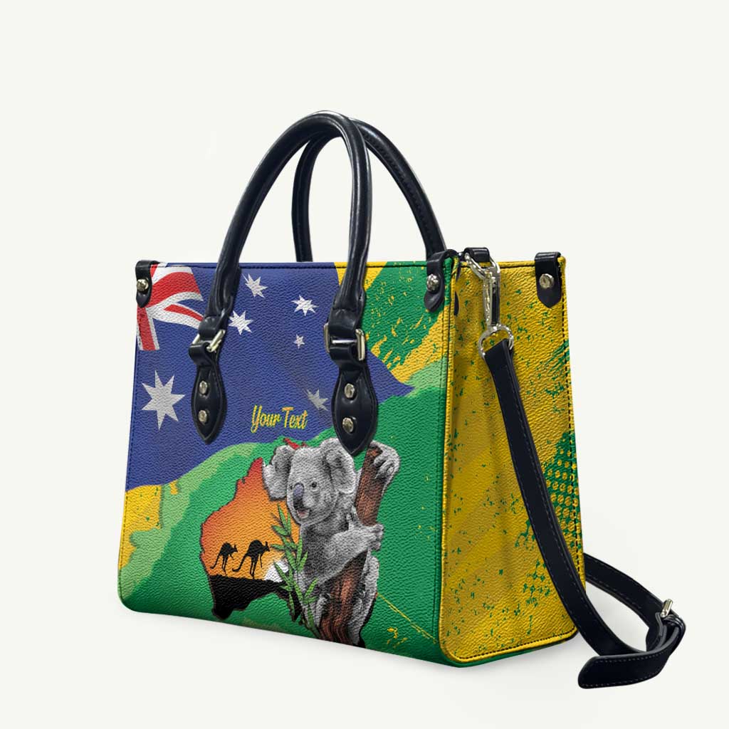 Koala Australia Personalised Leather Bag Aussie Map National Color Grunge Pattern