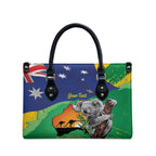 Koala Australia Personalised Leather Bag Aussie Map National Color Grunge Pattern