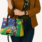 Koala Australia Personalised Leather Bag Aussie Map National Color Grunge Pattern