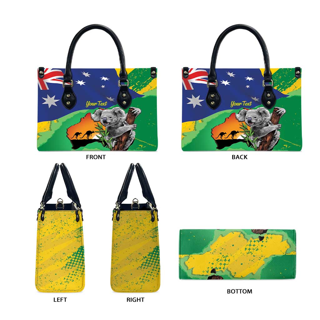 Koala Australia Personalised Leather Bag Aussie Map National Color Grunge Pattern