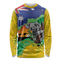 Koala Australia Personalised Long Sleeve Shirt Aussie Map National Color Grunge Pattern