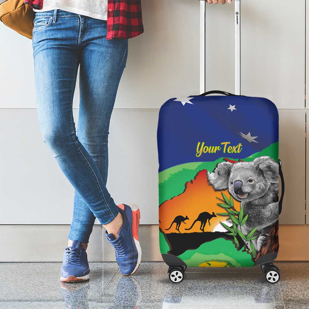 Koala Australia Personalised Luggage Cover Aussie Map National Color Grunge Pattern