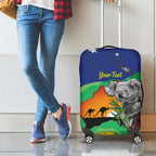 Koala Australia Personalised Luggage Cover Aussie Map National Color Grunge Pattern
