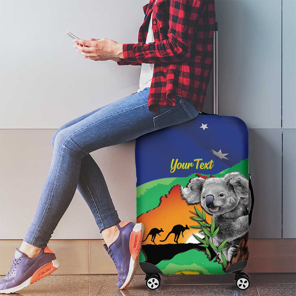 Koala Australia Personalised Luggage Cover Aussie Map National Color Grunge Pattern