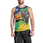 Koala Australia Personalised Men Tank Top Aussie Map National Color Grunge Pattern