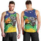 Koala Australia Personalised Men Tank Top Aussie Map National Color Grunge Pattern