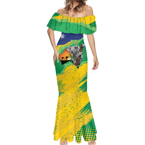 Koala Australia Personalised Mermaid Dress Aussie Map National Color Grunge Pattern