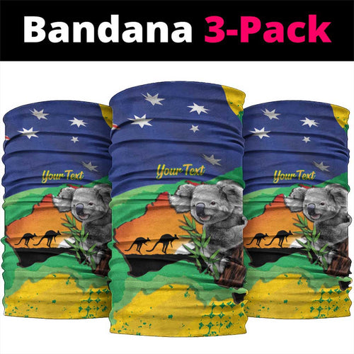 Koala Australia Personalised Neck Gaiter Aussie Map National Color Grunge Pattern