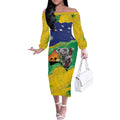 Koala Australia Personalised Off The Shoulder Long Sleeve Dress Aussie Map National Color Grunge Pattern