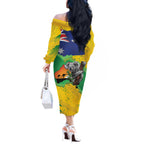 Koala Australia Personalised Off The Shoulder Long Sleeve Dress Aussie Map National Color Grunge Pattern
