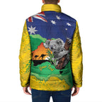Koala Australia Personalised Padded Jacket Aussie Map National Color Grunge Pattern