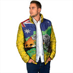 Koala Australia Personalised Padded Jacket Aussie Map National Color Grunge Pattern