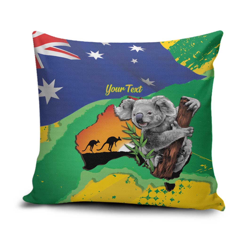 Koala Australia Personalised Pillow Cover Aussie Map National Color Grunge Pattern