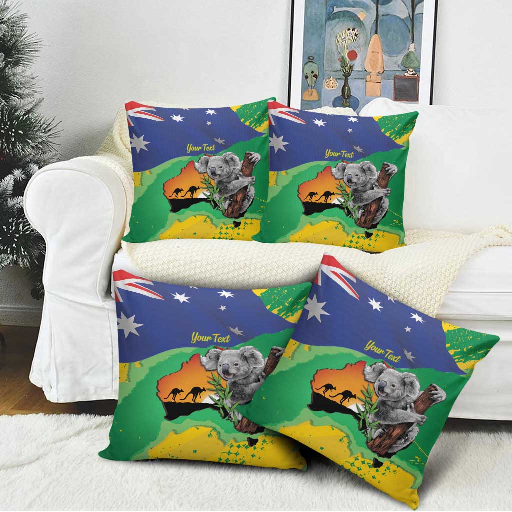 Koala Australia Personalised Pillow Cover Aussie Map National Color Grunge Pattern