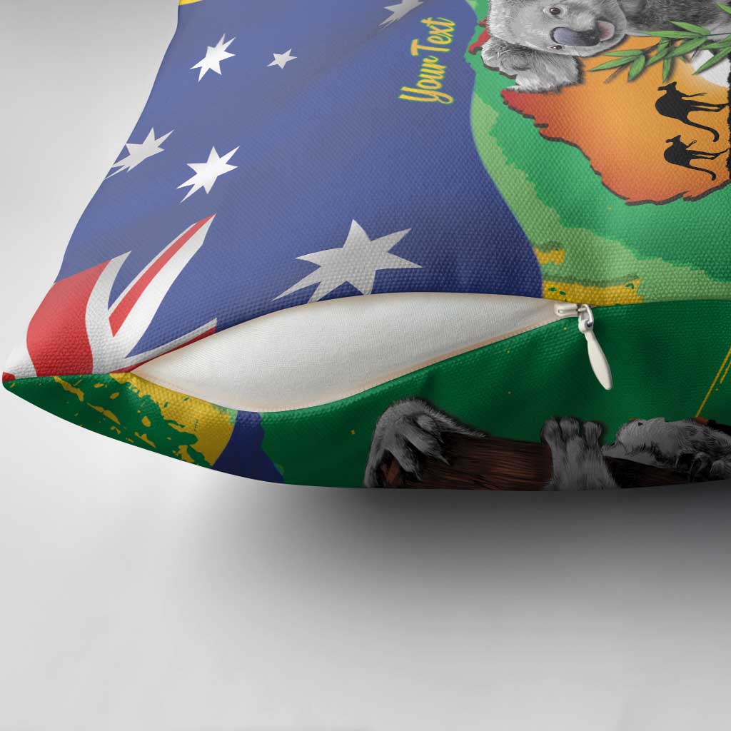 Koala Australia Personalised Pillow Cover Aussie Map National Color Grunge Pattern