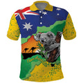 Koala Australia Personalised Polo Shirt Aussie Map National Color Grunge Pattern