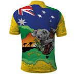 Koala Australia Personalised Polo Shirt Aussie Map National Color Grunge Pattern