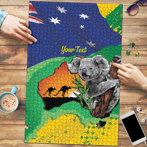 Koala Australia Personalised Puzzle Aussie Map National Color Grunge Pattern