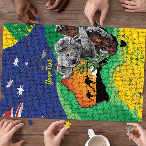 Koala Australia Personalised Puzzle Aussie Map National Color Grunge Pattern