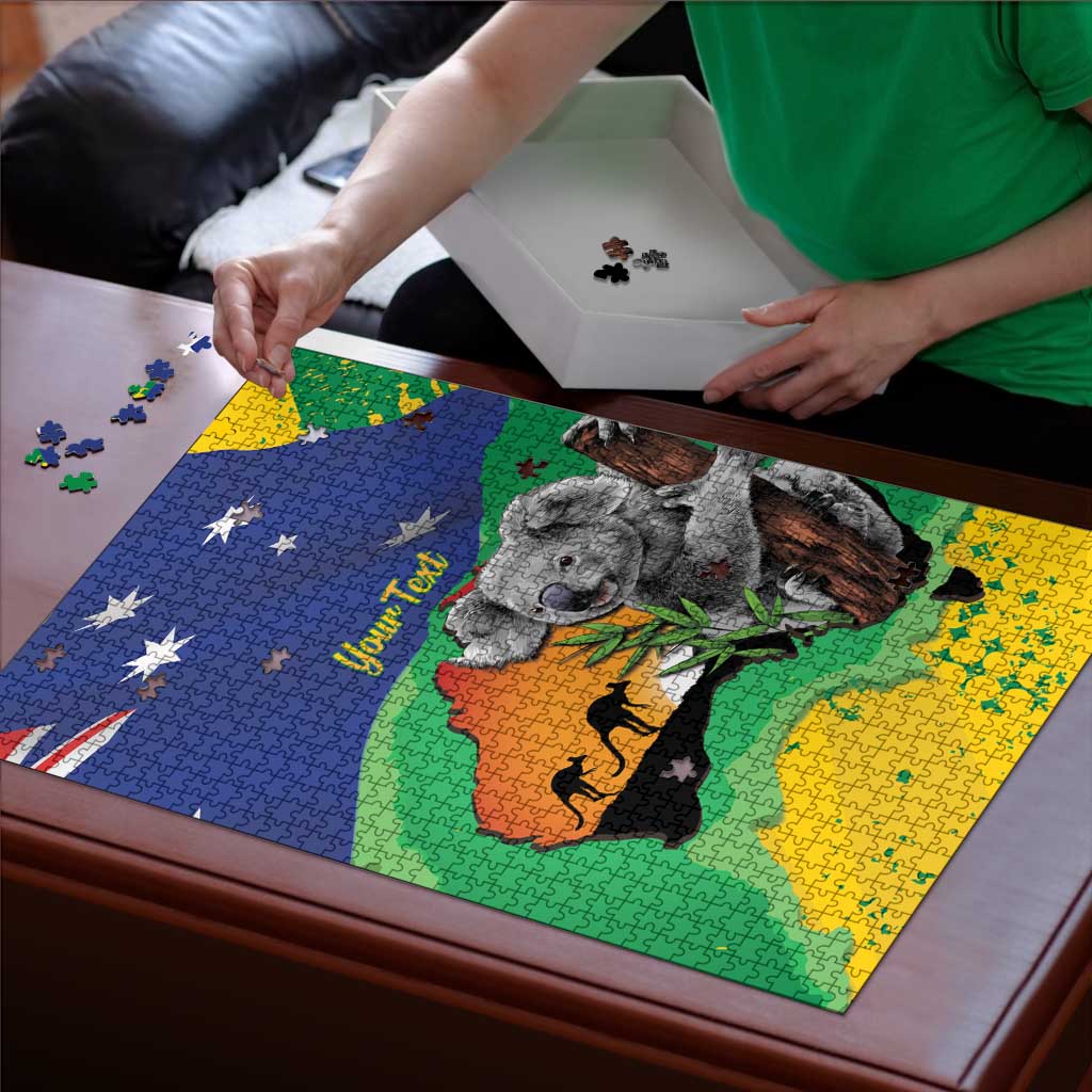 Koala Australia Personalised Puzzle Aussie Map National Color Grunge Pattern