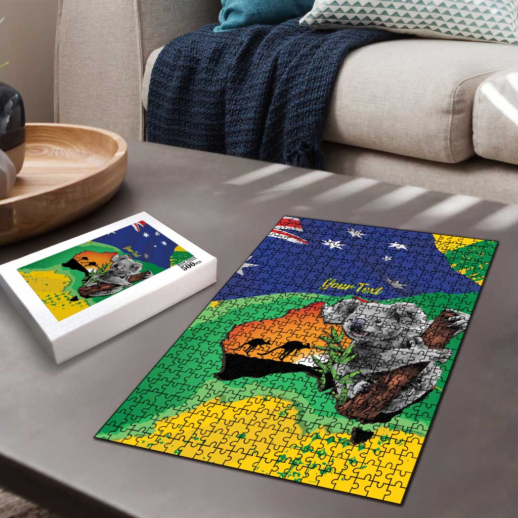 Koala Australia Personalised Puzzle Aussie Map National Color Grunge Pattern